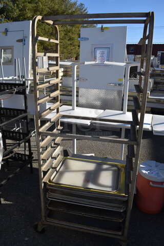 Metal Commercial Pan Transport Rack w/ Various Baking Pans. 29x18x70. 18x26x1