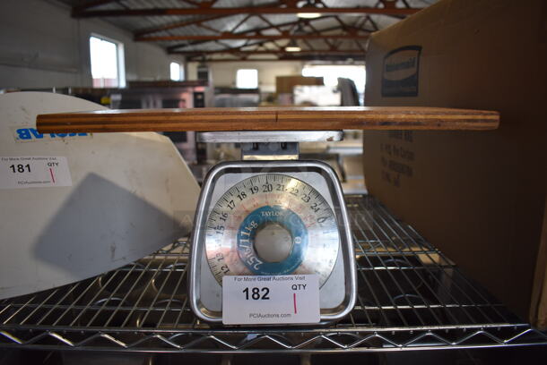 Taylor Metal Countertop Food Portioning Scale w/ Wooden Plank. 18x9x9 - Image 1 of 4