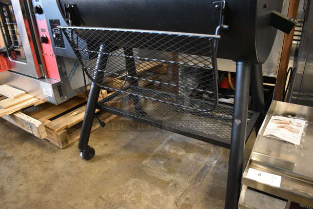 Backyard Pro PL2030 Metal Floor Style Outdoor Portable Wood-Fire Pellet Grill and Smoker Grill on Commercial Casters. Used a Few Times at Trade Show. 54x24x45. Tested and Working! - Image 8 of 10