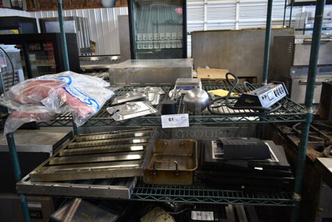 ALL ONE MONEY! TWO TIER LOT of Various Items Including Grease Filters and 1/6 Size Drop In Bin Lids!
