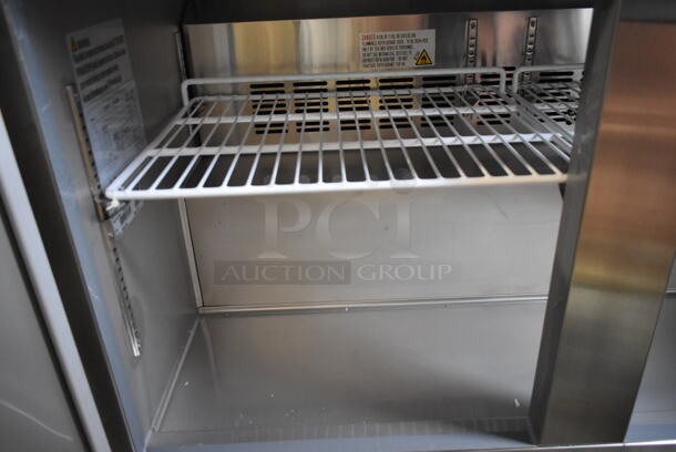 BRAND NEW SCRATCH AND DENT! 2023 KoolMore KM-UCR-2DSS Stainless Steel Commercial 2 Door Undercounter Cooler on Commercial Casters. 115 Volts, 1 Phase. Tested and Working! - Image 7 of 8