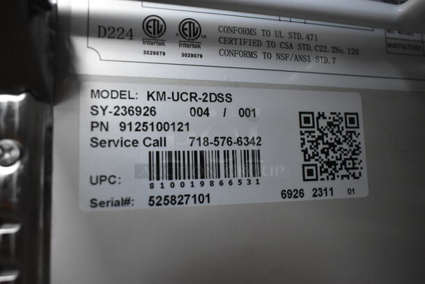BRAND NEW SCRATCH AND DENT! 2023 KoolMore KM-UCR-2DSS Stainless Steel Commercial 2 Door Undercounter Cooler on Commercial Casters. 115 Volts, 1 Phase. Tested and Working! - Image 8 of 8