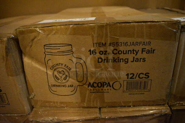 7 Boxes of 12 BRAND NEW Acopa 16 oz County Fair Drinking Jar Glasses. 4x3x5. 7 Times Your Bid! (glass room - off of bar area) - Image 4 of 5