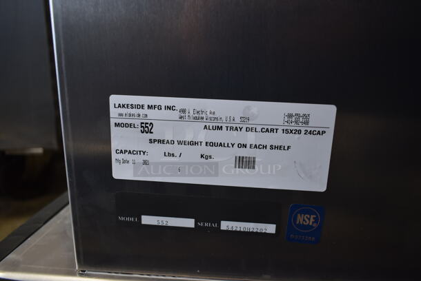 BRAND NEW SCRATCH AND DENT! 2021 Lakeside 552 Aluminum Cart for 15" x 20" Trays - 24 Tray Capacity on Commercial Casters.  - Image 6 of 6