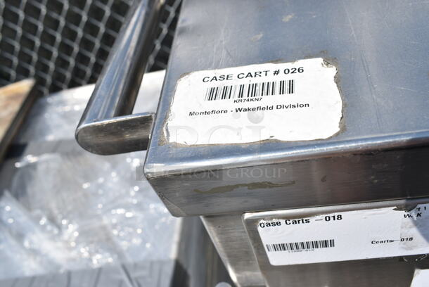 Stainless Steel 2 Door Portable Cabinet on Commercial Casters w/ Contents Including Stainless Steel Drop In Bins and Bowls.  - Image 12 of 12