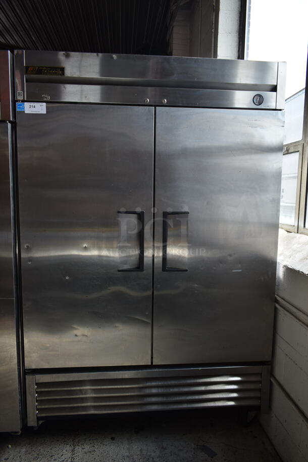 2013 True T-49F ENERGY STAR Stainless Steel Commercial 2 Door Reach In Freezer w/ Poly Coated Racks on Commercial Casters. 115 Volts, 1 Phase. Tested and Working! - Image 1 of 7