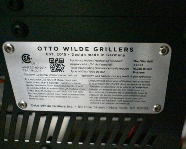 Otto Wilde 41233 Stainless Steel Commercial Countertop Propane Gas Powered Otto Grill. 16,250 BTU.  - Image 10 of 10