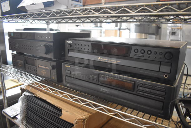 4 Units; Sony STR-DE197 FM Stereo FM AM Receiver, Sony TC-WE475 Stereo Cassette Deck, Sony CDP-CE375 Compact Disc Player and Onkyo DX-C110 Compact Disc Changer. Includes 17x10.5x5.5. 4 Times Your Bid! - Image 7 of 7