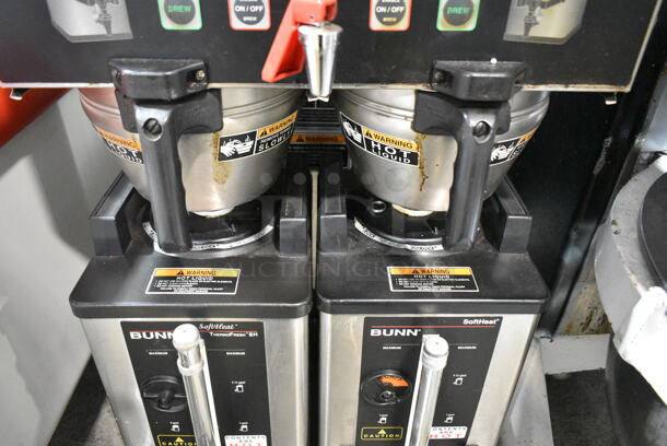 Bunn DUAL SH DBC Stainless Steel Commercial Countertop Double Coffee Machine w/ Hot Water Dispenser, 2 Metal Brew Baskets and 2 Satellite Servers. 120/240 Volts, 1 Phase.  - Image 10 of 11