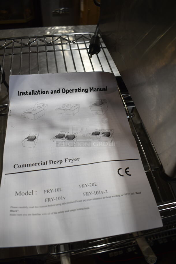 BRAND NEW SCRATCH AND DENT! 2023 Hoocoo FRY-20L Stainless Steel Commercial Countertop Electric Powered 2 Bay Deep Fat Fryer w/ 2 Metal Baskets and 2 Lids. 120 Volts, 1 Phase.
 - Image 7 of 9