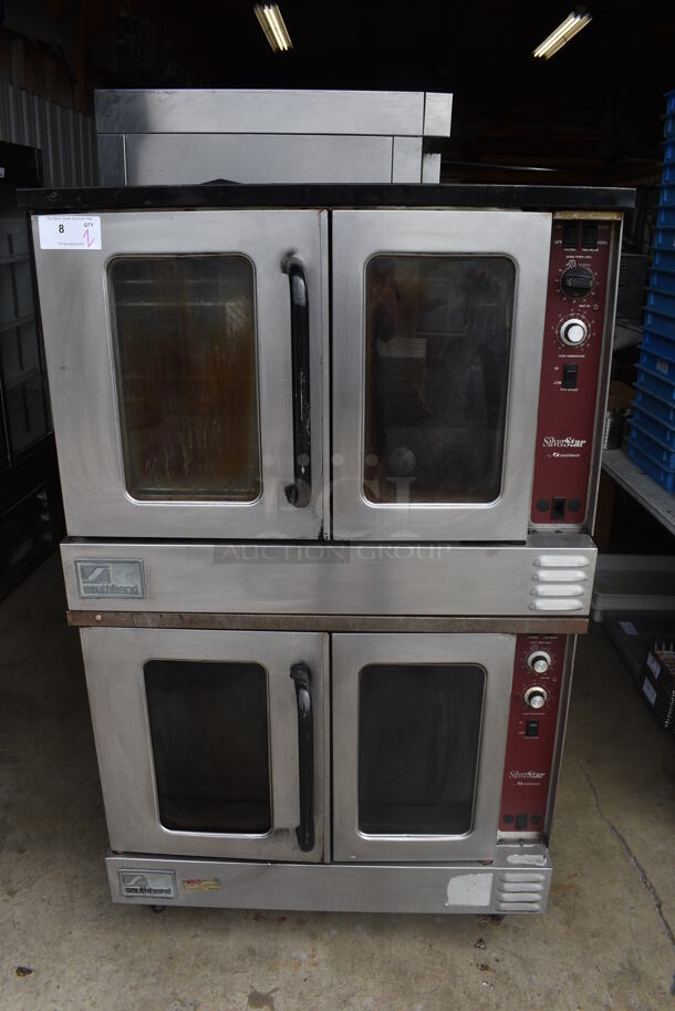 2 Southbend SilverStar Stainless Steel Commercial Gas Powered Full Size Convection Oven w/ View Through Doors, Metal Oven Racks and Thermostatic Controls. 38x30x64. 2 Times Your Bid!