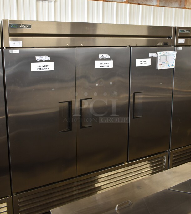 2017 True T-72F-HC Stainless Steel Commercial 3 Door Reach In Freezer on Commercial Casters. 115 Volts, 1 Phase. Tested and Working! - Image 1 of 9