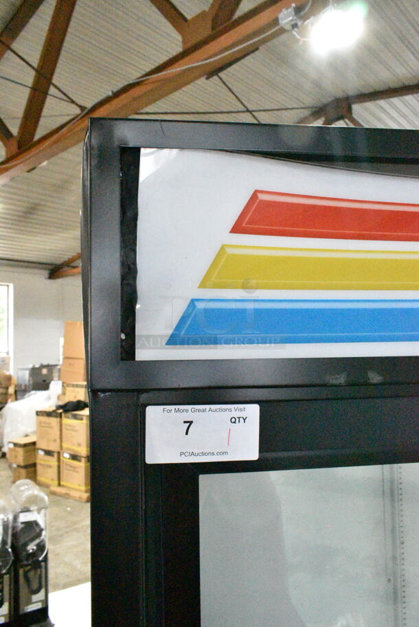 BRAND NEW SCRATCH AND DENT! 2023 True GDM-69-HC-LD 78 1/8" Black Refrigerated Sliding Glass Door Merchandiser with LED Lighting. 115 Volts, 1 Phase. Tested and Working! - Image 5 of 12