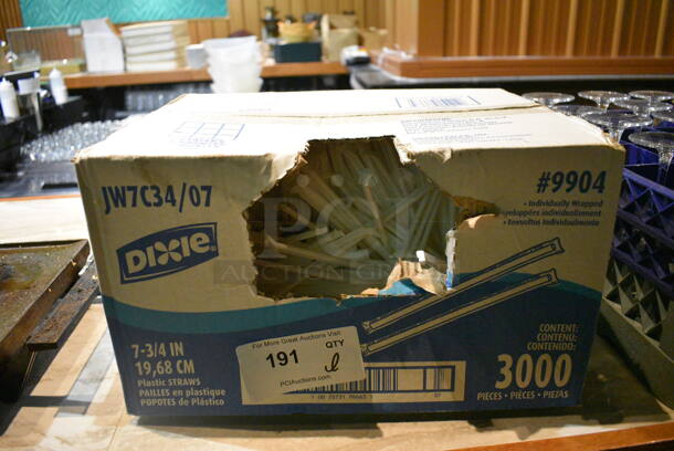Box of Wrapped Dixie Straws. (bar)
