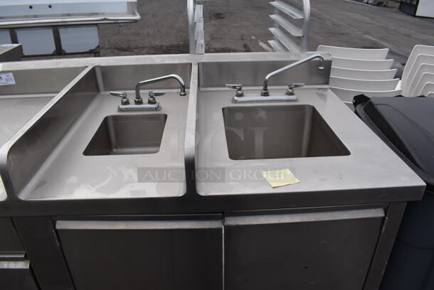 Stainless Steel Commercial Counter w/ 2 Sink Basins, 2 Faucets and 2 Handles. 60x32x42.5. Bays 9x12x6, 14x16x10 - Image 4 of 8