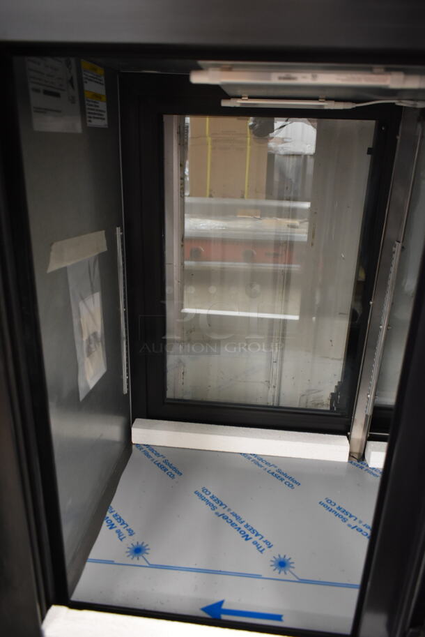 BRAND NEW SCRATCH AND DENT! Beverage Air BB72HC-1-GS-PT-B-27 Stainless Steel Commercial 3 Door Undercounter Pass Through Cooler Merchandiser. 115 Volts, 1 Phase.  Tested and Working! - Image 5 of 9