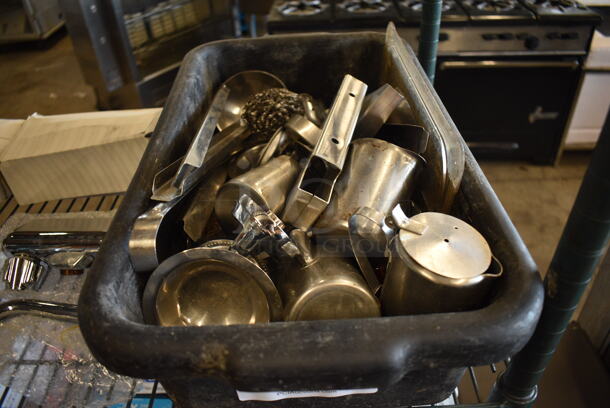 ALL ONE MONEY! Lot of Various Metal Pieces Including Pitchers in Black Bin!