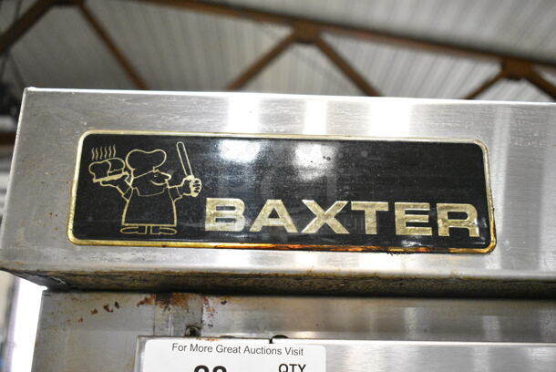 Baxter Stainless Steel Commercial Natural Gas Powered Mini Rotating Rack Oven w/ Lower Double Pan Rack on Commercial Casters. Missing Control Panel. - Image 3 of 11