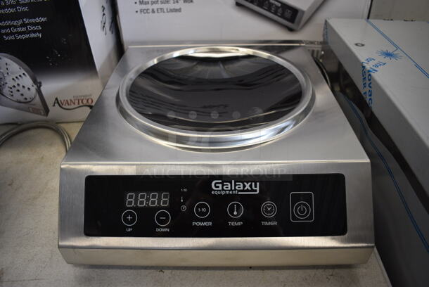 BRAND NEW IN BOX! 2021 Galaxy Model 177GIWC18 Stainless Steel Commercial Countertop Electric Powered Wok Induction Range. 120 Volts, 1 Phase. 13.5x17x5