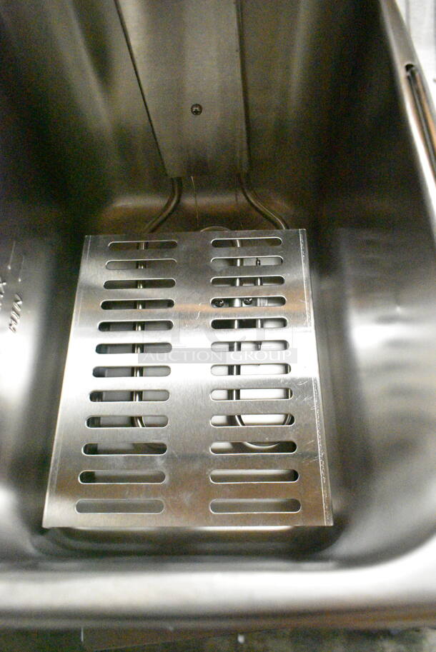 BRAND NEW SCRATCH AND DENT! 2024 Crosson CF-20 Stainless Steel Commercial Countertop Electric Powered 2 Bay Fryer w/ 2 Metal Fry Baskets and 2 Lids. 120 Volts, 1 Phase. - Image 7 of 9