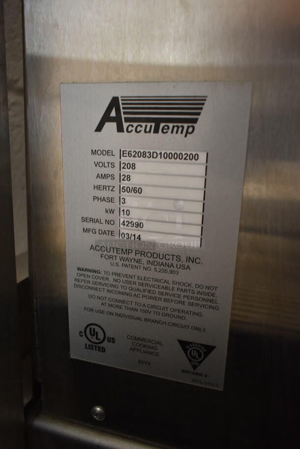 2014 AccuTemp E62083D10000200 Stainless Steel Commercial Electric Powered Single Deck Steam Cabinet on Stand w/ Commercial Casters. 208 Volts, 3 Phase.  - Image 7 of 7