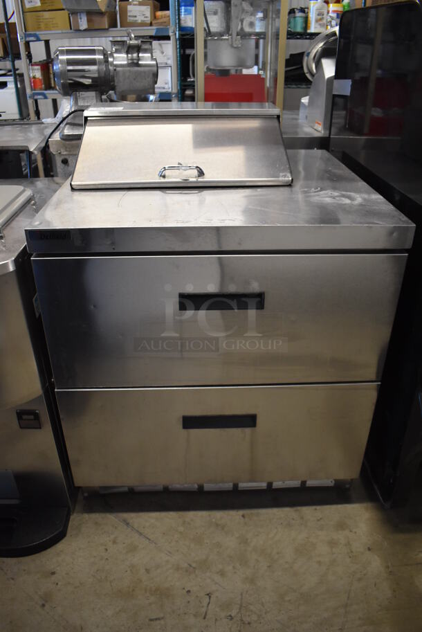 2014 Delfield UCD4432N-6-DD1 Stainless Steel Commercial Sandwich Salad Prep Table Bain Marie Mega Top w/ 2 Drawers. 115 Volts, 1 Phase. 32x32x40. Tested and Does Not Power On