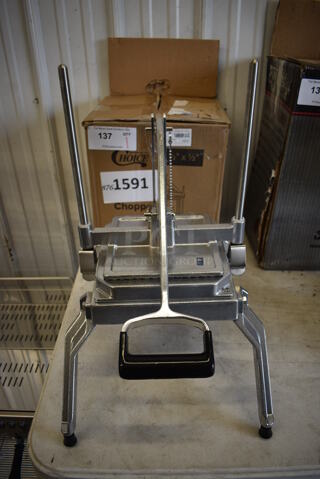IN ORIGINAL BOX! Choice Prep 407LETCUT12 Metal Countertop Square Lettuce Head Chopper. Used a Few Times at Trade Show. 13x20x21