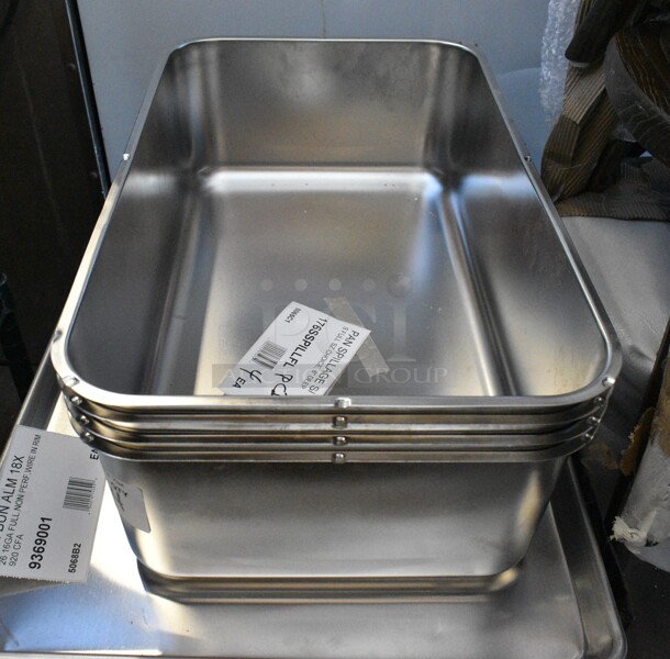 4 BRAND NEW SCRATCH AND DENT! Choice 176SSPILLFL Full Size 6" Deep Stainless Steel Steam Table Spillage Pan. 4 Times Your Bid!  - Image 2 of 5