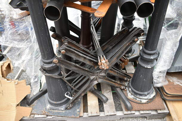 ALL ONE MONEY! PALLET LOT of 4 Large Lamps, 10 Table Columns, 3 Table Columns w/ Bases, 10 Screws, 9 X Column Feet, 10 Silver X Table Column Tops.  - Image 4 of 7