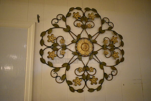 5 Various Pictures / Decor Items Including 2 Tulip Pictures, Set of 4 Piece Tree Picture, Metal Floral Decoration. 5 Times Your Bid!  - Image 4 of 4