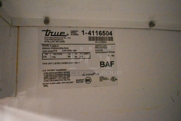 True T-23G-2 Stainless Steel Commercial 2 Door Half Size Reach In Cooler Merchandiser on Commercial Casters. 115 Volts, 1 Phase. Tested and Working! - Image 7 of 7
