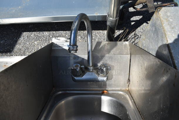 Stainless Steel Commercial Single Bay Wall Mount Sink w/ Faucet, Handles and Side Splash Guards. 13x17.5x20 - Image 4 of 6