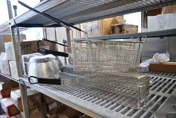 6 BRAND NEW SCRATCH AND DENT! Metal Fry Baskets. Includes 5.5x20.5x12, 5x20.5x12. 6 Times Your Bid!  - Image 3 of 12