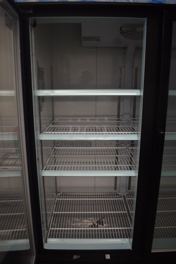 SCRATCH AND DENT! Avantco GDC-49F-HC 53" Black Swing Glass Door Merchandiser Freezer with LED Lighting on Commercial Casters 115 Volt 1 Phase. Tested and Does Not Power On - Image 4 of 8
