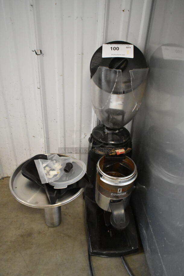 Compak Metal Commercial Countertop Espresso Bean Grinder. Hopper Is Cracked. Tested and Working! - Image 1 of 5