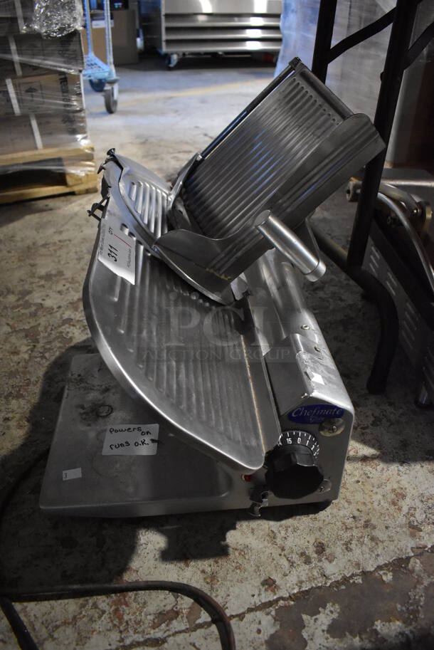 Chefmate Stainless Steel Commercial Countertop Automatic Meat Slicer. 115 Volts, 1 Phase. 20x24x19. Tested and Working! - Image 4 of 5