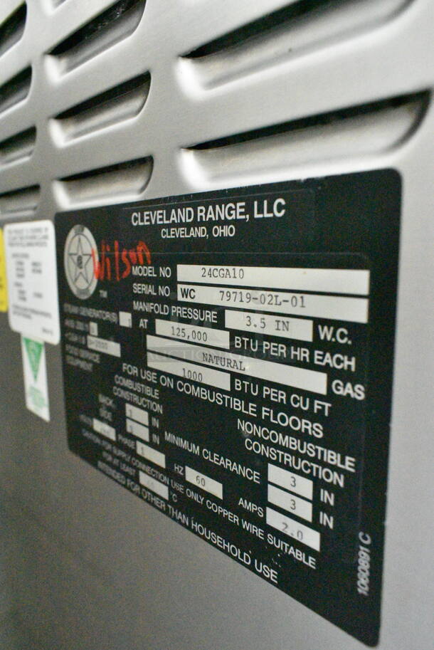 Cleveland 24CGA10 SteamCraft Ultra 10 Stainless Steel Commercial Natural Gas Powered 2 Deck Steam Cabinet. 125,000 BTU.  - Image 6 of 7