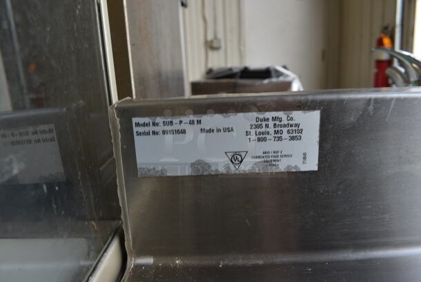 Duke Model SUB-P-48M Stainless Steel Commercial 2 Door Counter w/ Wood Pattern Doors and Backsplash. 48x30x40 - Image 3 of 6