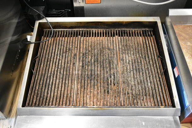 Vulcan VTEC36-2 Stainless Steel Commercial Countertop Propane Gas Powered Charbroiler Grill. 66,000 BTU.  - Image 4 of 5