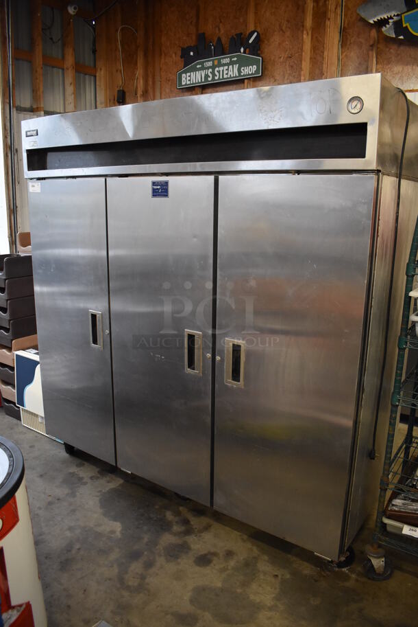 Delfield 6176-S Stainless Steel Commercial 3 Door Reach In Cooler on Commercial Casters. 115 Volts, 1 Phase. 76x32.5x80. Tested and Does Not Power On - Image 2 of 7