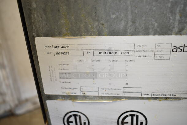 2019 Asber AEF40-50 Stainless Steel Commercial Floor Style Natural Gas Powered Deep Fat Fryer w/ 2 Metal Fry Baskets on Commercial Casters. 114,000 BTU.  - Image 2 of 5