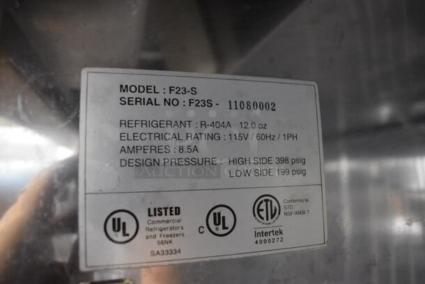 Master Built Model F23-S Stainless Steel Commercial Single Door Reach In Freezer. 115 Volts, 1 Phase. 27x31x79. Tested and Working! - Image 6 of 6
