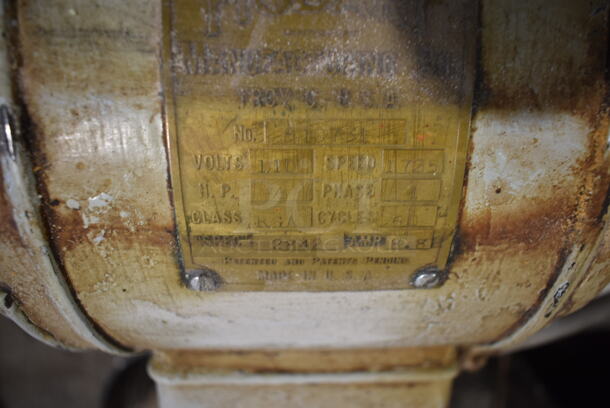 ANTIQUE! Hobart D-10731 Metal Commercial Floor Style Planetary Dough Mixer w/ Stainless Steel Mixing Bowl. 110 Volts, 1 Phase. Tested and Working! - Image 8 of 8