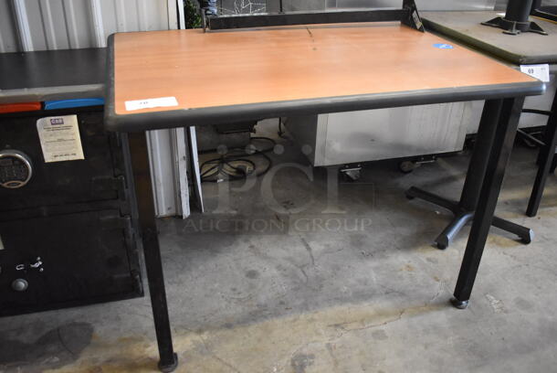 Wood Pattern Wheelchair Accessible Table. 1 Leg Needs To Be Reattached. 42x30x30 - Image 2 of 4
