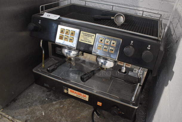 Brasilia Model Portofino DEL2 Stainless Steel Commercial Countertop 2 Group Espresso Machine w/ 3 Portafilters and 2 Steam Wands. 230 Volts. 27x21x24 - Image 5 of 6