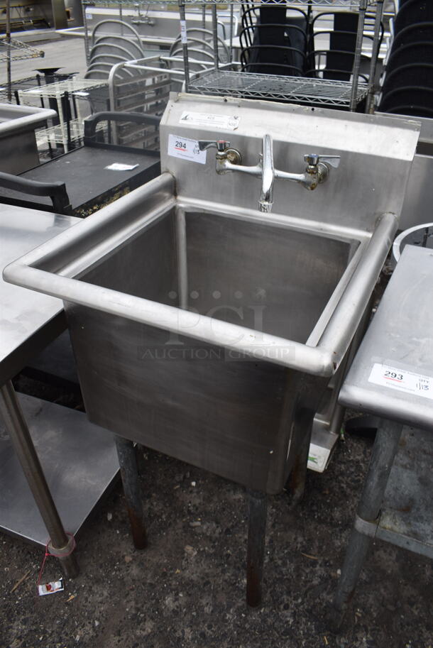 Stainless Steel Commercial Single Bay Sink w/ Faucet and Handles. 23x24x46 - Image 2 of 5