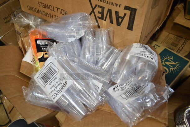 PALLET LOT of 26 BRAND NEW Boxes Including 347RSG2 Choice 2 oz. Clear Plastic Shot Glass - 2500/Case, 5001RT800B Lavex 8" White Hardwound Paper Towel, 800 Feet / Roll - 6/Case, 500CC16PLA EcoChoice 16 oz. PLA Compostable Plastic Cold Cup - 1000/Case, 500LFLAT Choice Clear Flat Lid with Straw Slot - 9, 12, 16, 20, and 24 oz. - 1000/Case, 999LFLAT Choice 9, 12, 16, 20, and 24 oz. Clear Flat Lid with Straw Slot - 50/Pack, 999RSG2 Choice 2 oz. Clear Plastic Shot Glass - 50/Pack, 500CC32P Choice Clear PET Plastic Cold Cup - 32 oz. - 500/Case, 394365XL Noble Products Powder-Free Disposable Vinyl Gloves for Foodservice - 1000/Case, 347TCL10 Choice 10 oz. Clear Disposable Plastic Tumbler - 500/Case, Acopa 20 oz Slanted Bowls, Environ Knives, Stainless Steel Beverage Holder Dispenser. 26 Times Your Bid!  - Image 10 of 12