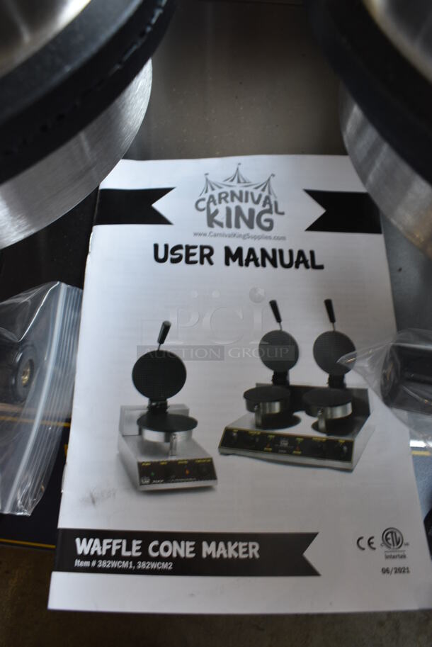 BRAND NEW IN BOX! Carnival King Model 382WCM2 Stainless Steel Commercial Countertop Double Waffle Cone Maker. 120 Volts, 1 Phase. 20x19x11 - Image 6 of 8