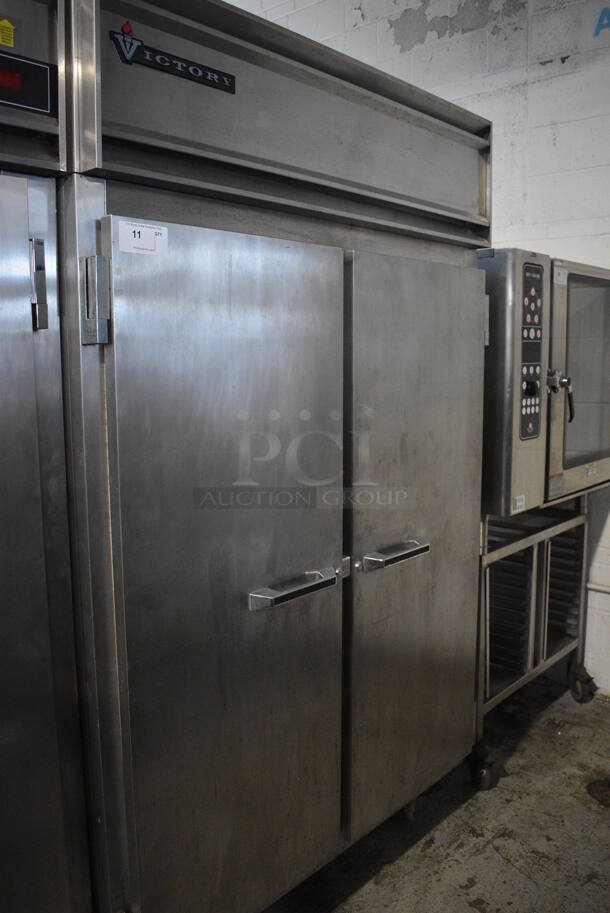 Victory RSA-2D-S7-PT Stainless Steel Commercial 2 Door Reach In Pass Through Cooler w/ Poly Coated Racks. 115 Volts, 1 Phase. 52x34x84. Tested and Powers On But Does Not Get Cold - Image 2 of 8