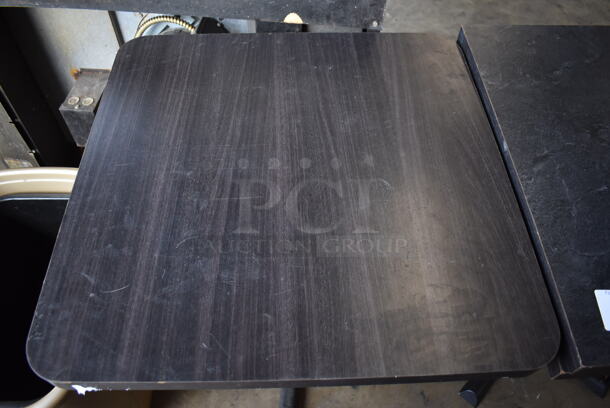 2 Dark Wood Pattern Tabletops on Black Metal Table Base. 24x24x29. 2 Times Your Bid! - Image 5 of 5